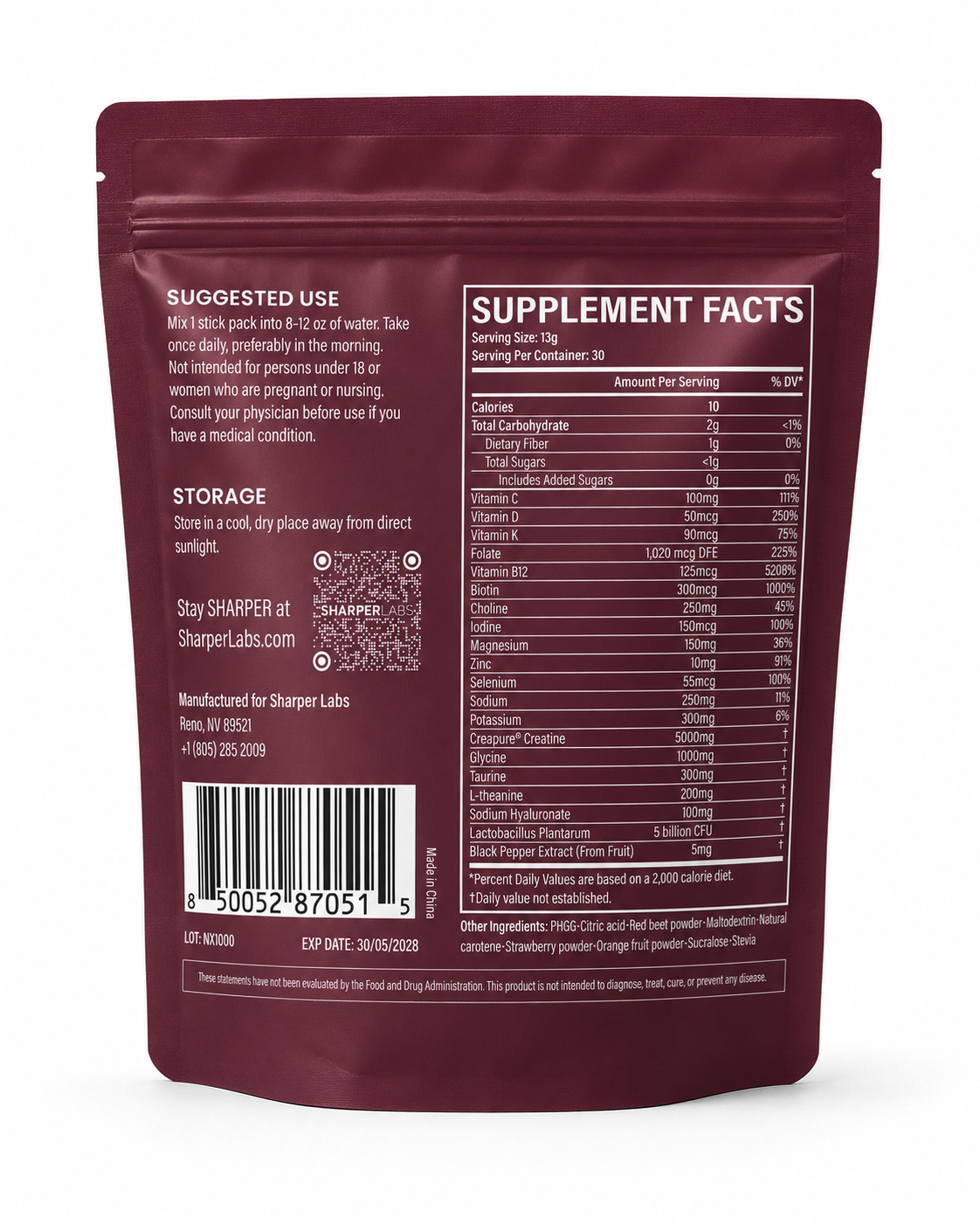 Daily Creatine +Complete for Women — supplement facts